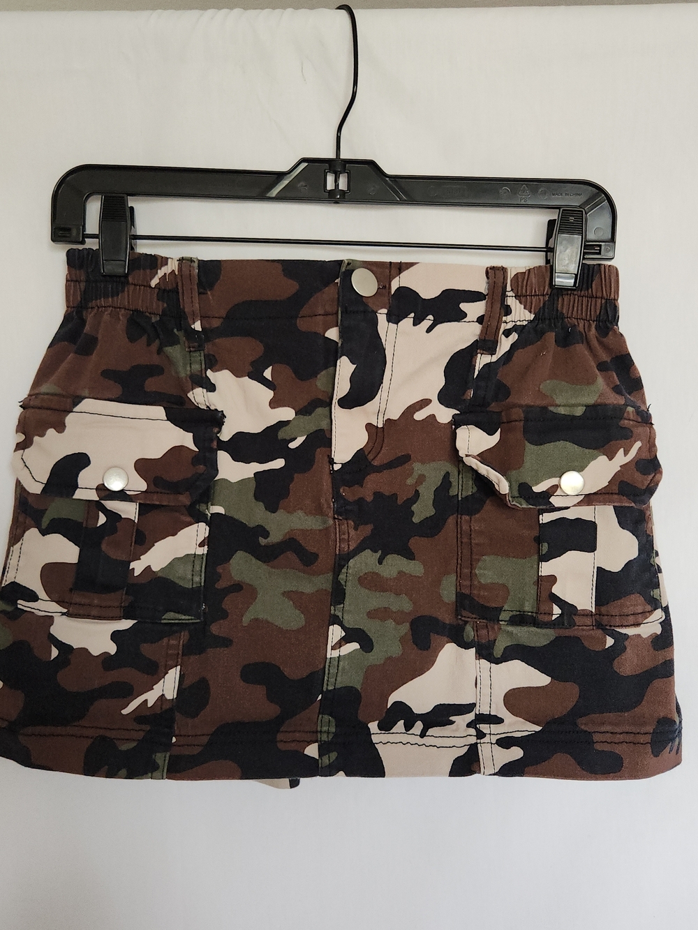 Camo Utility Mini Skirt - Green/Brown/Black Pleeted Back Festival Y2K M